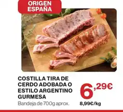 Hipercor Costilla tira de cerdo adobada o estilo argentino gurmesa oferta