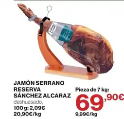 Hipercor Jamón serrano reserva sánchez alcaraz oferta