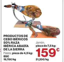 Hipercor Productos de cebo ibéricos 50% raza ibérica abadía de la sierra oferta