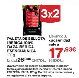 Hipercor Paleta de bellota ibérica 100% raza ibérica esenciaúnica oferta