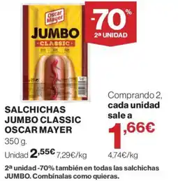 Hipercor OSCAR MAYER Salchichas jumbo classic oferta