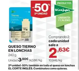 Hipercor Queso tierno en lonchas oferta