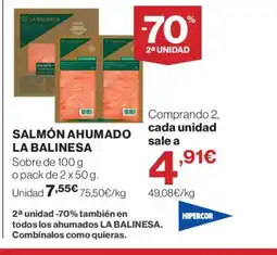 Hipercor LA BALINESA Salmón ahumado oferta