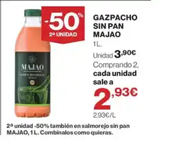 Hipercor MAJAO Gazpacho sin pan oferta