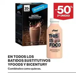 Hipercor En todos los batidos sustitutivos yfoods y bicentury oferta