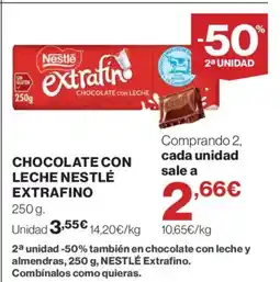 Hipercor Chocolate con leche nestlé extrafino oferta