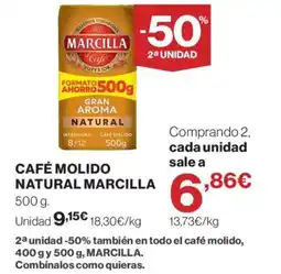 Hipercor MARCILLA Café molido natural oferta