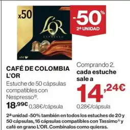Hipercor L'OR Café de colombia oferta