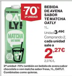 Hipercor OATLY Bebida de avena sabor tématcha oferta