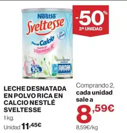 Hipercor Leche desnatada en polvo rica en calcio nestlé sveltesse oferta