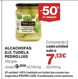 Hipercor PEDRO LUIS Alcachofas d.o. tudela oferta