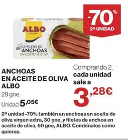 Hipercor ALBO Anchoas en aceite de oliva oferta