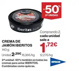 Hipercor IBERITOS Crema de jamón oferta