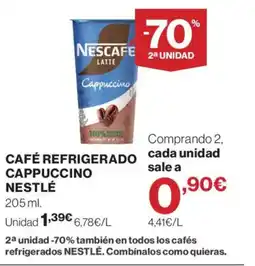 Hipercor Café refrigerado cappuccino nestlé oferta