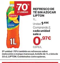 Hipercor LIPTON Refresco de té sin azúcar oferta