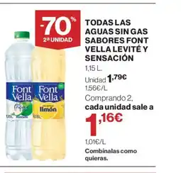 Hipercor Todas las aguas sin gas sabores font vella levité y sensación oferta
