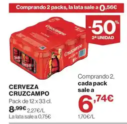 Hipercor CRUZCAMPO Cerveza oferta