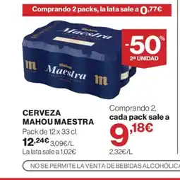 Hipercor MAHOU MAESTRA Cerveza oferta