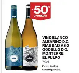 Hipercor EL PULPO Vino blanco albariño d.o. rias baixaso godello d.o. monterrei oferta