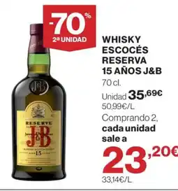 Hipercor J&B Whisky escocés reserva 15 años oferta