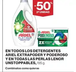 Hipercor En todos los detergentes ariel extrapoder y poderoso y en todas las perlas lenor unstoppables oferta