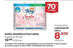 Hipercor FOXY SEDA Papel higiénico oferta