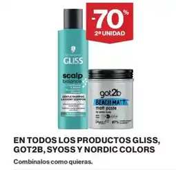 Hipercor En todos los productos gliss, got2b, syoss y nordic colors oferta