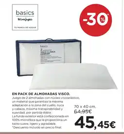 Hipercor En pack de almohadas visco oferta