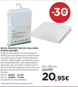 Hipercor En el protector de colchon punto bambú oferta