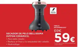Hipercor Secador de pelo bellissima diffon cerámico oferta