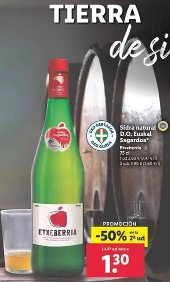 Lidl Sidra natural D.O. Euskal Sagardoa Etxeberria 75 cl oferta