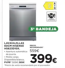 Hipercor Lavavajillas hisense hs623d10x oferta