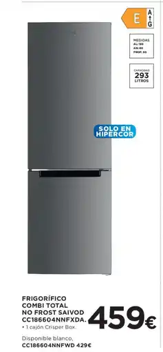 Hipercor Frigorífico combi total no frost saivod cc186604nnfxda oferta