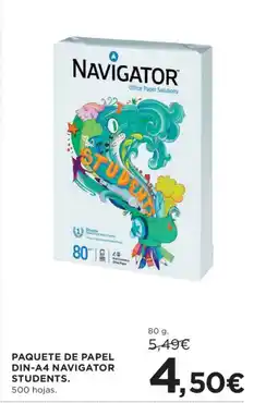 Hipercor Paquete de papel din-a4 navigator students oferta