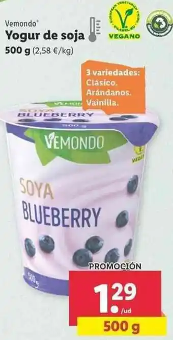 Lidl Vemondo Yogur de soja 500g oferta