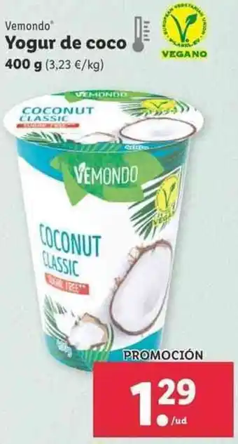 Lidl Vemondo Yogur de coco 400g oferta