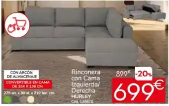 HURLEY Rinconera con Cama Izquierda/ Derecha