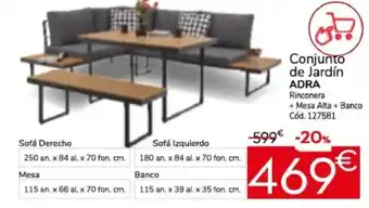 ADRA Conjunto de Jardín Rinconera + Mesa Alta + Banco