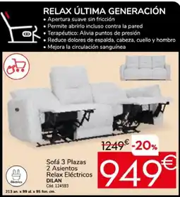 Conforama DILAN Sofá 3 Plazas 2 Asientos Relax Eléctricos oferta