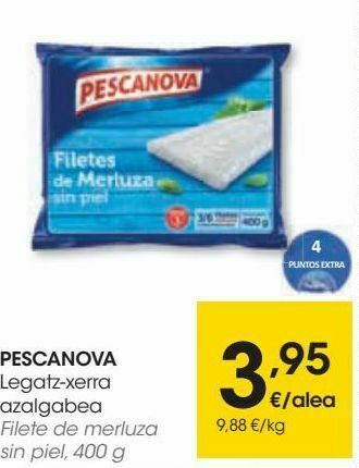 Eroski Pescanova filete de merluza sin piel, 400 g oferta