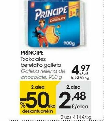 Eroski Príncipe galleta rellena de chocolate,900 g oferta
