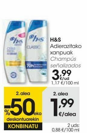 Eroski H&s champús señalizados oferta