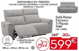 Conforama TOBY Sofá Relax Eléctrico 3 Plazas oferta