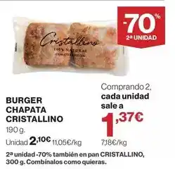 Hipercor Cristalino - burger chapata oferta