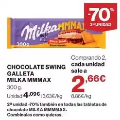 Hipercor Milka - chocolate swing galleta mmmax oferta