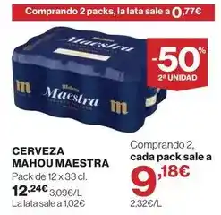 Hipercor Mahou - cerveza maestra oferta