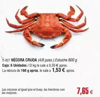 Abordo El buey - necora cruda oferta