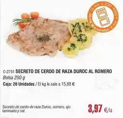 Abordo Duroc - secreto de cerdo de raza duroc al romero oferta