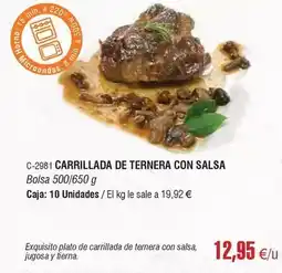 Abordo Carrillada de ternera con salsa oferta