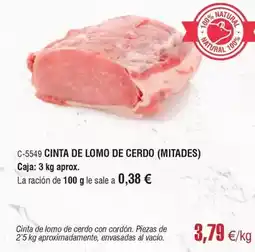 Abordo Cinta de lomo de cerdo oferta